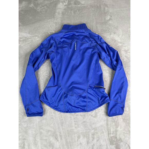 Nike Dri-Fit Women’s Full Zip Blue Athletic Jacket Size Med Thumb Holes Pockets - Picture 16 of 16